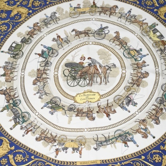 HERMES Blue Silk Scarf - Picture 2 of 5